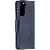 For Samsung Galaxy S30 Litchi Texture Pure Color Horizontal Flip Leather Case with Holder & Card Slots & Wallet & Lanyard(Dark Blue)