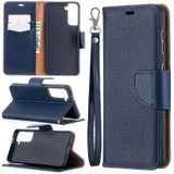 For Samsung Galaxy S30 Litchi Texture Pure Color Horizontal Flip Leather Case with Holder & Card Slots & Wallet & Lanyard(Dark Blue)