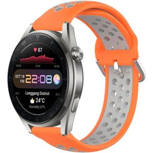 Voor Huawei Watch 3 Pro Nieuwe 22 mm geperforeerde ademende sport siliconen horlogeband (oranje + grijs)