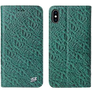 For iPhone XS Max Crocodile Texture PC + TPU Horizontal Flip Leather Case with Holder & Card Slots & Wallet(Green)