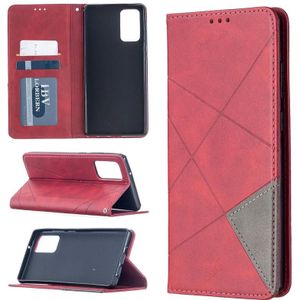 For Samsung Galaxy Note 20 Rhombus Texture Horizontal Flip Magnetic Leather Case with Holder & Card Slots & Wallet(Red)