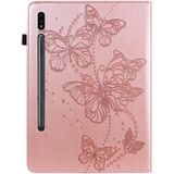 Voor Samsung Galaxy Tab S7 T870 / T875 / T876B reliëf Butterfly Pattern Horizontal Flip Lederen Tablet Case (Pink)