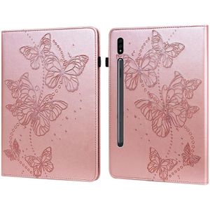 Voor Samsung Galaxy Tab S7 T870 / T875 / T876B reliëf Butterfly Pattern Horizontal Flip Lederen Tablet Case (Pink)