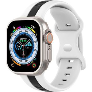 Tweekleurige siliconen horlogeband met vlindergesp voor Apple Watch Ultra 49 mm (wit + zwart)