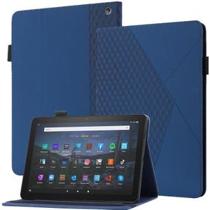 Voor Amazon Kindle Fire HD 10 2021 Rhombus Skin Feel Horizontal Flip Tablet Leren Case met kaartslots & houder