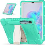 For Samsung Galaxy Tab S6 T860 3-Layer Protection  Screen Frame + PC + Silicone Shockproof Combination Case with Holder(Mint Green)