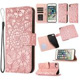 Skin Feel Embossed Sunflower Horizontal Flip Leather Case with Holder & Card Slots & Wallet & Lanyard For iPhone 6 / 6s(Rose gold)