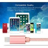 1m 3A Woven Style Metal Head 8 Pin to USB Data / Charger Cable  For iPhone XR / iPhone XS MAX / iPhone X & XS / iPhone 8 & 8 Plus / iPhone 7 & 7 Plus / iPhone 6 & 6s & 6 Plus & 6s Plus / iPad(Rose Gold)