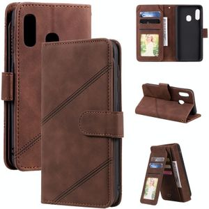 For Samsung Galaxy A20e Skin Feel Business Horizontal Flip PU Leather Case with Holder & Multi-Card Slots & Wallet & Lanyard & Photo Frame(Brown)