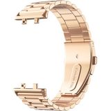 Voor OPPO Watch 3 drie-kralen platte gesp roestvrij stalen horlogeband (rosé goud)