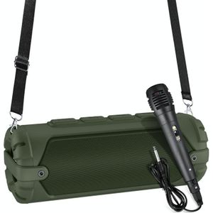 New Rixing NR-6013M Bluetooth 5.0 Portable Outdoor Karaoke Wireless Bluetooth Speaker with Microphone & Shoulder Strap(Green)