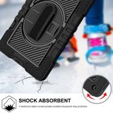 360 Degree Rotation Contrast Color Shockproof Silicone + PC Case with Holder & Hand Grip Strap & Shoulder Strap For iPad 9.7 2018 / 2017 / Air / Air 2 / Pro 9.7 (Black)