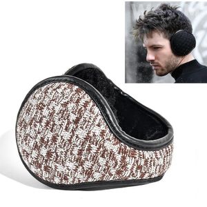 2 PCS DEZ01 Winter Men Checkered Pattern Plush Foldable Warm Earmuffs Ear Bag  Size: Free Size(Coffee White)