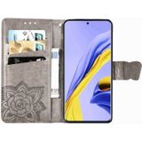 For Galaxy A51 5G Butterfly Love Flower Embossed Horizontal Flip Leather Case with Bracket / Card Slot / Wallet / Lanyard(Gray)