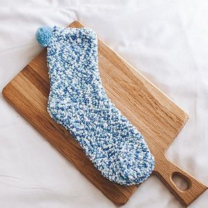 3 Pairs Christmas Women Fluffy Socks Warm Winter Cosy Lounge Socks(Light Blue)