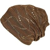 Thin Breathable Lace Wrap Cap Golden Dripping Turban Hat(Brown)