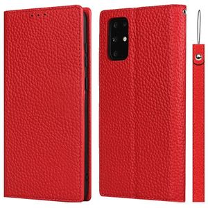 For Samsung Galaxy S20 Plus Litchi Texture Horizontal Flip Top Layer Cowhide Leather Case with Holder & Card Slots & Wallet & Strap & Wire Winder(Red)