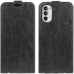 For Motorola Moto G52 4G R64 Texture Vertical Flip Leather Phone Case(Black)