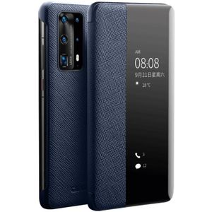 Voor Huawei P40 Pro QIALINO Puda Textuur Zijruit View Lederen Telefoon Case (Blauw)