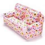 Mini meubels bloem sofa 20cm Bank + 2 kussens voor poppenhuis accessoires (doek sofa)