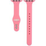 For Apple Watch Series 6 & SE & 5 & 4 40mm / 3 & 2 & 1 38mm Thin Silicone Double Buckle Replacement Wrist Strap(Pink)