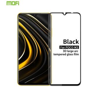 For Xiaomi Poco M3 MOFI 9H 3D Explosion-proof Curved Screen Tempered Glass Film(Black)