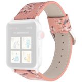 Plum Series Leather Replacement Watchbands For Apple Watch Series 6 & SE & 5 & 4 44mm / 3 & 2 & 1 42mm(Pink)