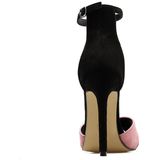 Vrouwen open teen hoge hak stiletto Colorblock sandalen  schoenen maat: 40 (roze)