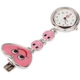 Smile Style Portable Alloy Nurse Round Quartz Wristwatch Watch with Pin(Red)