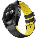 Voor Garmin Fenix 7 tweekleurige siliconen ronde gat Quick Release horlogeband (zwart geel)