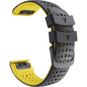 Voor Garmin Fenix 7 tweekleurige siliconen ronde gat Quick Release horlogeband (zwart geel)