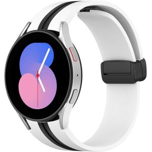 Voor Samsung Galaxy Watch 5 44 mm opvouwbare magnetische sluiting siliconen horlogeband (wit + zwart)