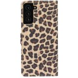 For Samsung Galaxy S21+ 5G Leopard Pattern Horizontal Flip Leather Case with Holder & Card Slots(Yellow)