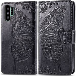 Butterfly Love Flowers Embossing Horizontal Flip Leather Case For Galaxy Note10 Pro with Holder & Card Slots & Wallet & Lanyard(Black)