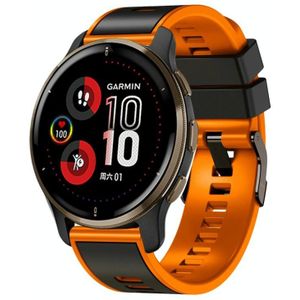 Voor Garmin Forerunner 265S / 255S / Venu 2S 18 mm geweven tweekleurige siliconen horlogeband (zwart oranje)