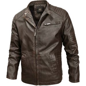 Fashionable Men Leather Jacket (Color:Coffee Size:XL)