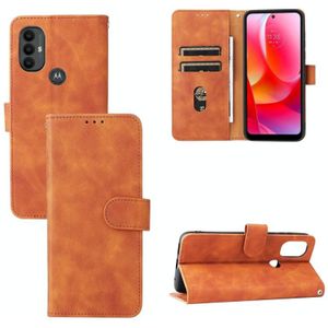 Voor Motorola Moto G Power 2022 Skin Feel Magnetic Horizontal Flip Leather Telefoon Case (Brown)