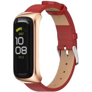 Voor Samsung Galaxy Fit 2 Mijobs Metal Case MicroFiber Leather Watch Band (rood roségoud)