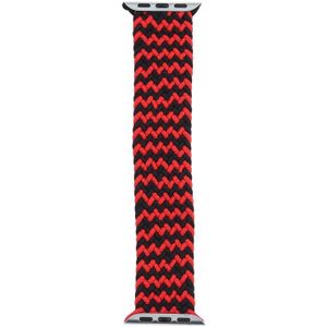 Mixed Color Nylon Braided Single Loop Replacement Watchbands For Apple Watch Series 6 & SE & 5 & 4 44mm / 3 & 2 & 1 42mm  Size:M(Red Balck)