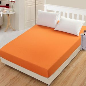 Plain Mattress Protector Bed Mat Mattress Cover Fitted Sheet  Size:180X200cm(Orange)