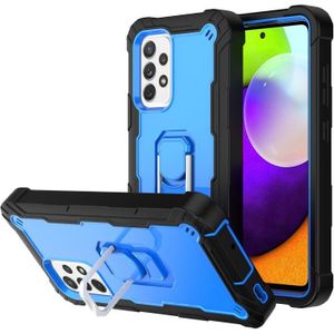 For Samsung Galaxy A52 5G / 4G PC + Rubber 3-layers Shockproof Protective Case with Rotating Holder(Black + Blue)