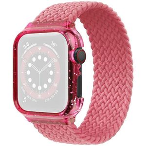 Weave Replacement Wrist Strap Watchbands with Frame For Apple Watch Series 6 & SE & 5 & 4 40mm / 3 & 2 & 1 38mm  Length:145mm(Bright Pink)