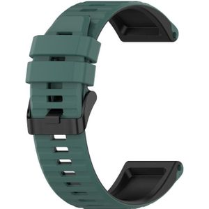 Voor Garmin Fenix 6x Pro 26mm Silicone Mixing Color Watch Strap (Dark Green + Black)