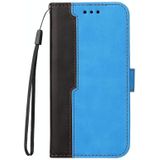 For Xiaomi Redmi Note 9S/Note 9 Pro/Note 9 Pro Max Business Stitching-Color Horizontal Flip PU Leather Case with Holder & Card Slots & Photo Frame(Blue)