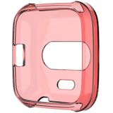 For Fitbit Versa Lite Smart Watch Silicone Protective Case(Transparent Red)