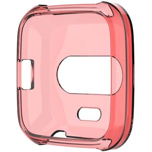 For Fitbit Versa Lite Smart Watch Silicone Protective Case(Transparent Red)