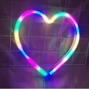 Neon LED Modellering Lamp Decoratie Nachtlampje  Voeding: Batterij of USB (kleurrijke liefdeshart)