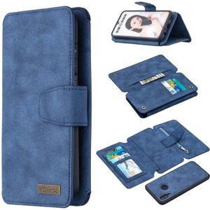 For Huawei P Smart (2019) Detachable Frosted Magnetic Horizontal Flip Leather Case with Card Slots & Holder & Zipper Wallet & Photo Frame(Blue)
