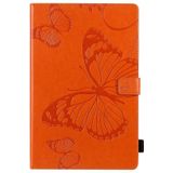 For Samsung Galaxy S6 Lite P610 Pressed Printing Butterfly Pattern Horizontal Flip Leather Case with Holder & Card Slots & Wallet & Sleep / Wake-up Function (Orange)