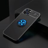 Metal Ring Holder 360 Degree Rotating TPU Case For iPhone 13(Black+Blue)